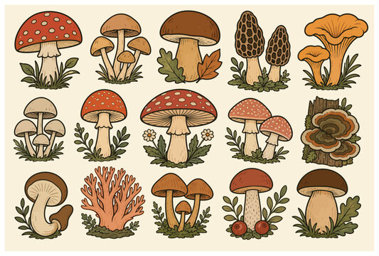 Variety of Mushroom Species.