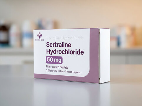 Sertraline hydrochloride medication box for mental health treatment