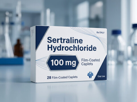 Sertraline hydrochloride medication box for mental health treatment