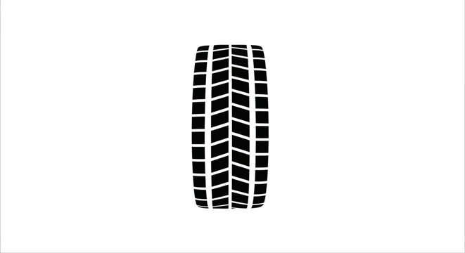 Minimalist graphic portrayal of a tire's tread pattern against a bright white background