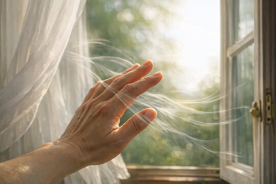 A person's hand extends from a car window, possibly asking for help or attention