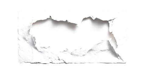 Naklejka premium Torn white paper frame with rough edges and shadows on a white background ripped