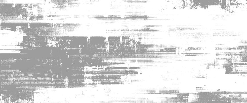 Gray textured background with horizontal lines and scattered dots resembling distressed paper or digital noise