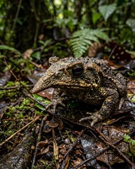 Obraz premium Long-nosed Beaked Toad Rhinella Species Rare Amphibian.