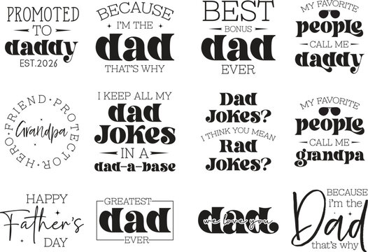 Father's day t shirt design Bundle, dad t shirt design set. Fathers day quotes t-shirt design. father's day typography t shirt design. Dad Typography Vector Design, Fathers T shirt Design.