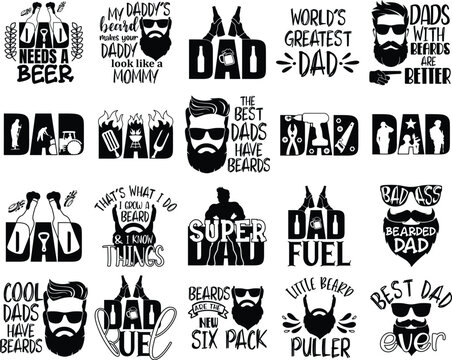 Father's day t shirt design Bundle, dad t shirt design set. Fathers day quotes t-shirt design. father's day typography t shirt design. Dad Typography Vector Design, Fathers T shirt Design.