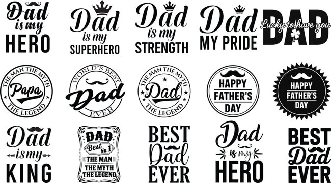 Father's day t shirt design Bundle, dad t shirt design set. Fathers day quotes t-shirt design. father's day typography t shirt design. Dad Typography Vector Design, Fathers T shirt Design.