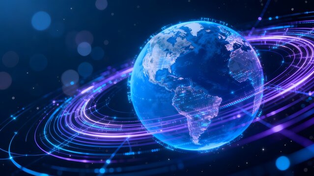 Globe with digital network connections