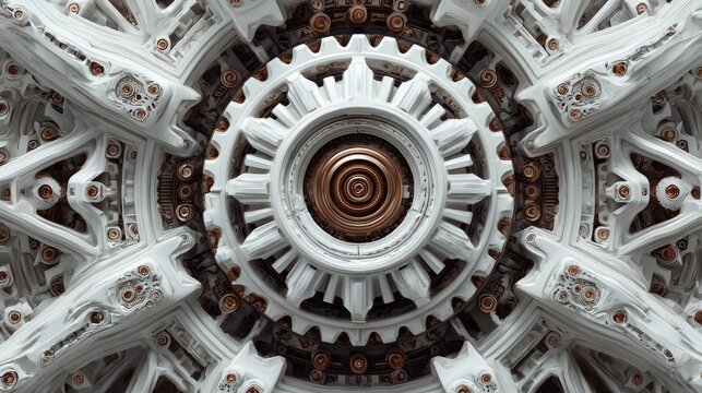 Close-up of Industrial Gear Mechanism in Monochrome High Detail Texture