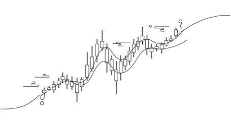 Obraz premium Abstract stock market line drawing with candlestick chart. None editable stroke