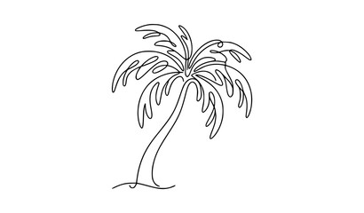 Abstract Continuous Line Palm Tree Vector Design for Tropical Summer Themes © Nirendranath