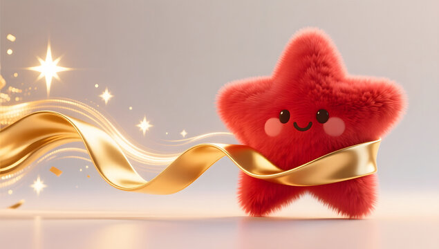 Red star and golden ribbon for Party Building Day