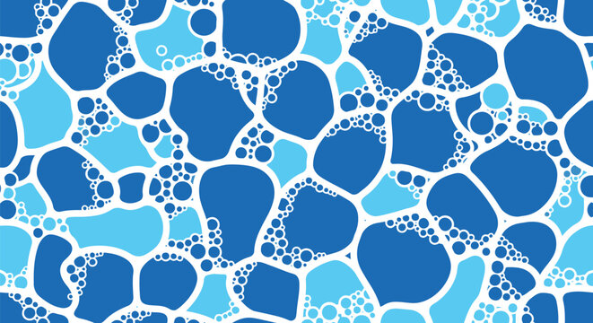 Blue abstract water texture vector background with organic bubble pattern