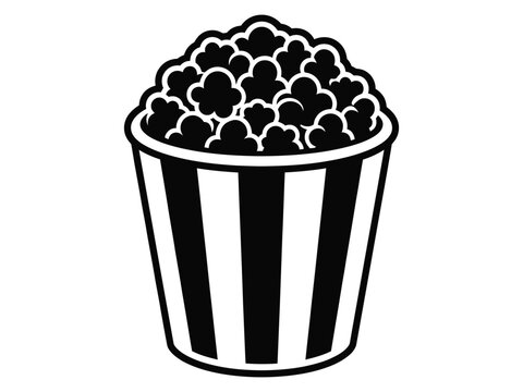 Red and white popcorn box and trash bin icon vector illustration isolated on white background
