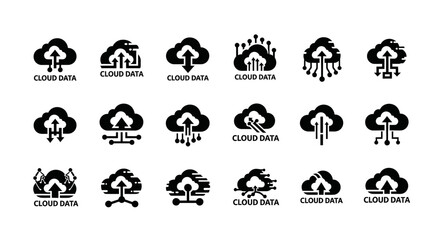 Obraz premium Cloud data storage icons set.