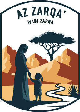 Wadi Zarqa Nature Poster with Forest and Mountains