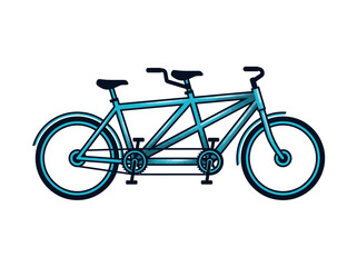 Obraz premium Modern Blue Tandem Bicycle Vector Illustration Isolated on White Background - Two Seater Bike Icon for Teamwork, Partnership, and Shared Journey Concepts