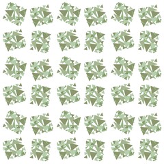 Fototapeta premium Seamless pattern with minimalist vector illustration of green geometric triangle clusters. Modern aesthetic background for fabric, textile, wrapping paper, and wallpaper design.