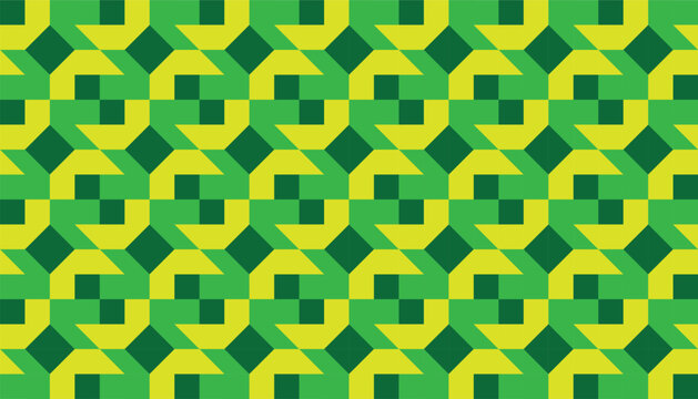 Brazil color geometric seamless pattern. Abstract green and yellow vector background for sports, carnival, or national day banner design.