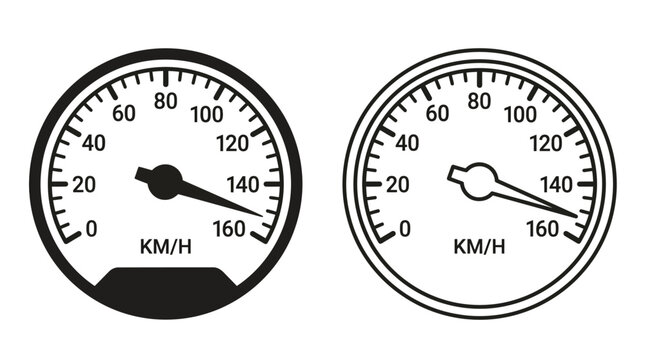 speedometer gauges black and white illustration on white background