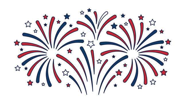 Symmetrical patriotic firework burst with stars illustration