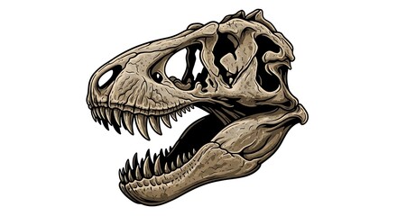 Naklejka premium Ancient predator skull, detailed and menacing, isolated on white