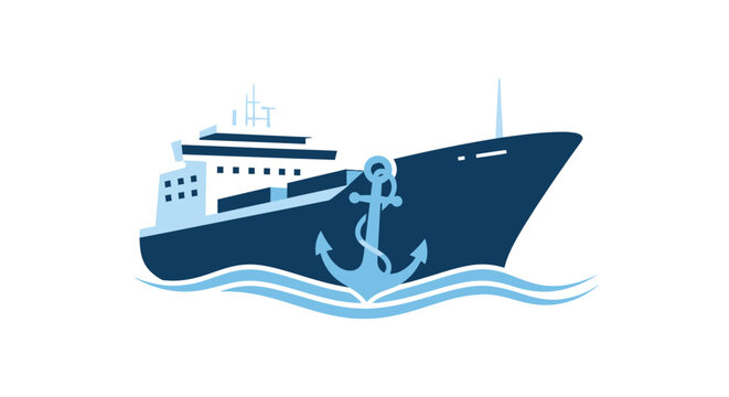 Cargo ship with anchor in the sea