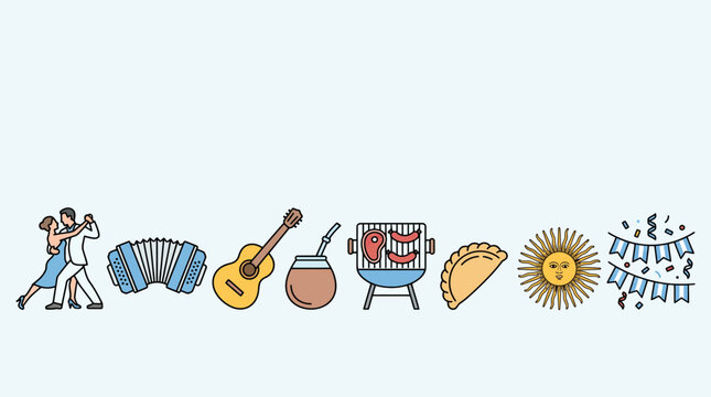 Set of Argentine Culture Symbols and Icons.