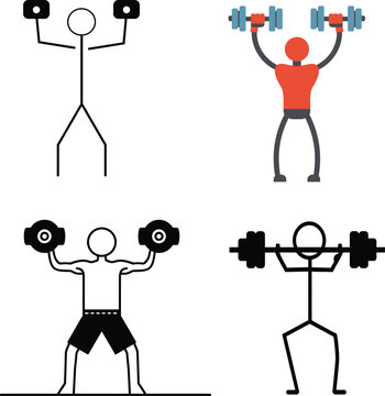 Man lifting dumbbells for exercise workout vector illustration