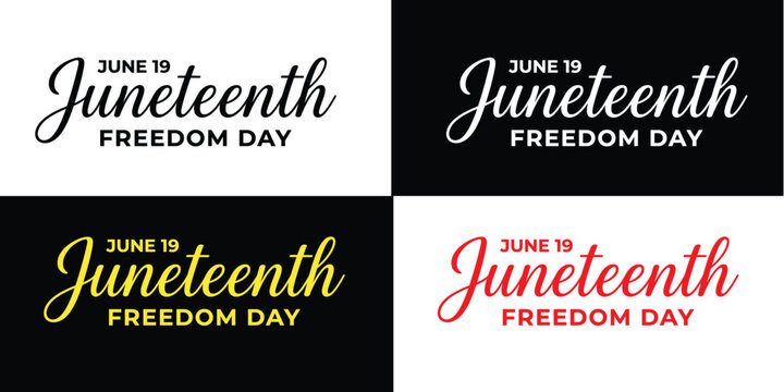 Juneteenth freedom day script lettering typography design bundle with color variations