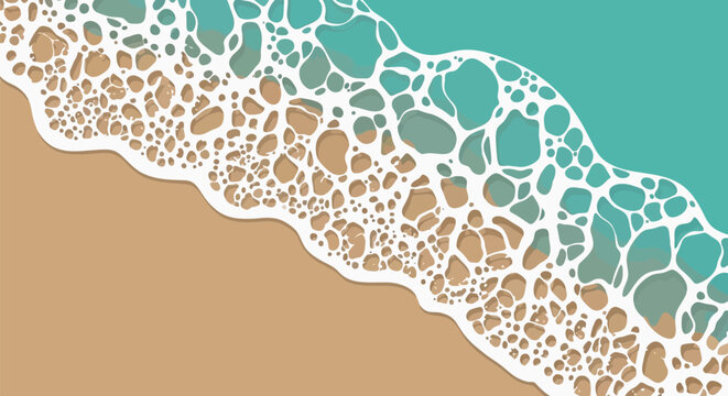 Abstract beach foam and turquoise sea background vector illustration for summer design