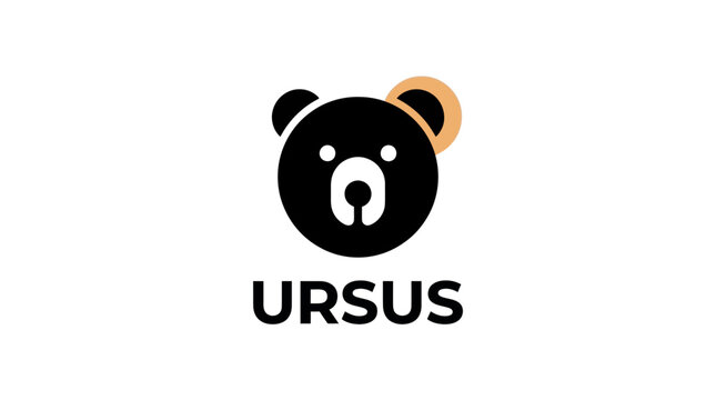 Ursus bear logo, minimalist, modern, black and white, playful