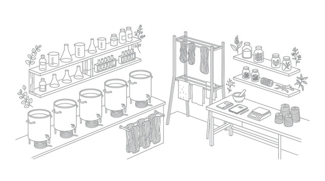 Herbalist Workshop: Apothecary, Alchemy Lab, Natural Medicine Ingredients, and Tools