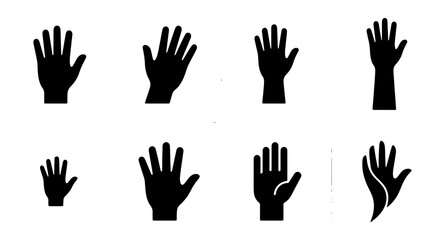 Fototapeta premium Diverse Hand Icons, Silhouette Gestures, Vector Symbols, Human Body Parts, Communication Elements