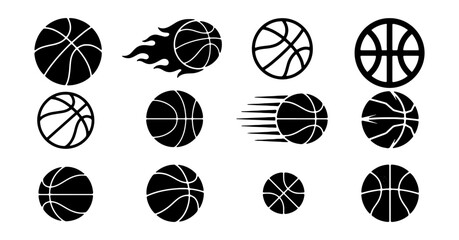 Basketball Icon Set: Dynamic Sports Graphics, Team Play & Championship Vector Elements © Nabila