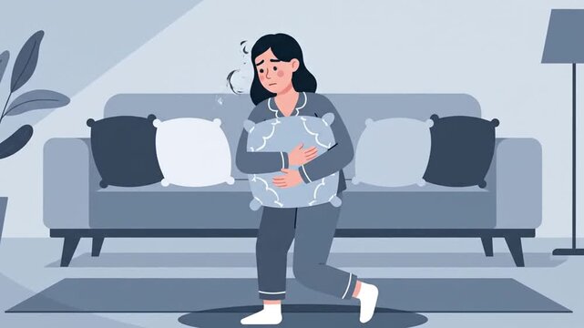 Woman Experiencing Abdominal Discomfort Due To Menstrual Cramps