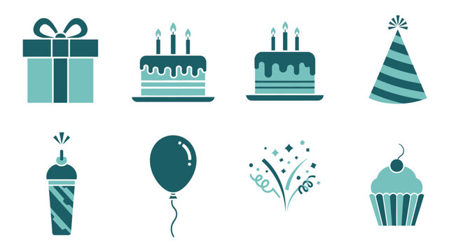 Birthday Celebration Party Icon Set.