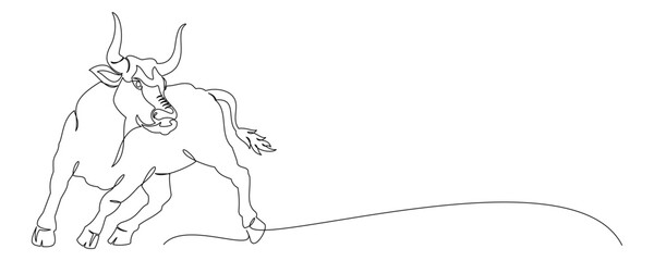 Fototapeta premium Illustration of a bull with a continuous line drawing.eps
