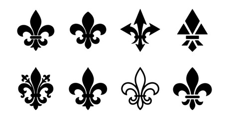 Fleur de Lis Vector Icons: Royal French Symbols, Heraldic Emblems, Decorative Ornate Designs © Shahrin