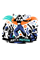 Fototapeta premium Immersive performer. A digital musician or dancer projecting glowing sound waves and