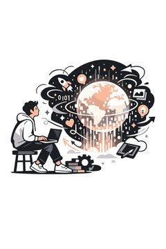  AI-generated worlds. A digital creator watching a glowing planet materialize from data