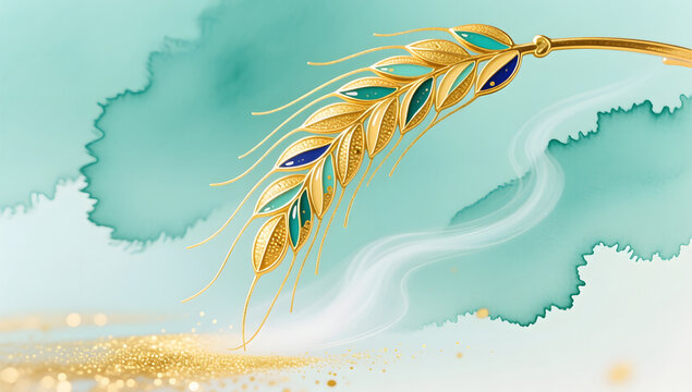 Xiaoman Solar Term Wheat Ears Enamel Gold Art