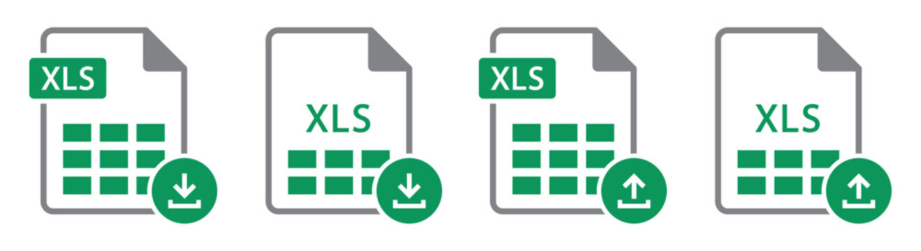 Excel file upload and download format icon. Xls icon, vector illustration