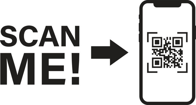 scan me message with arrow pointing to qr code