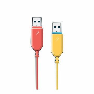 Two USB Cables, Red and Yellow