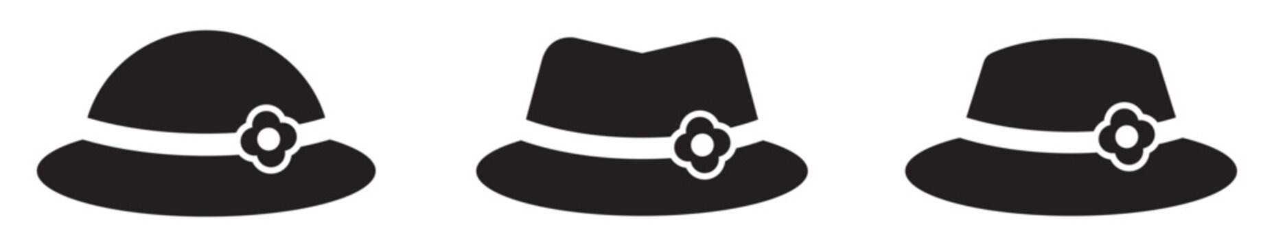 Woman hat set icon, vector illustration