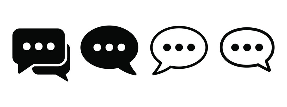 Chat icon set vector Speech Bubble symbols for Messages Comments social media messaging apps ui interface communication design collection.