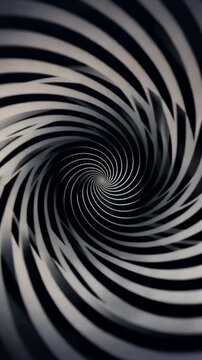 A Captivating Visual Journey Through a Spiraling Pattern, Featuring Alternate Shades of Black and White for a Striking Optical Effect