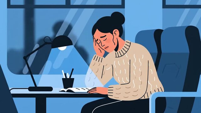 Woman Experiencing Grief And Sadness In Dramatic Illustration Video Clips
