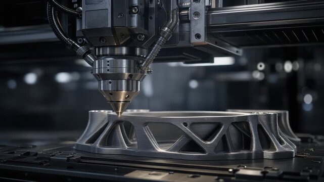 Close up of CNC laser cutting machine engraving metal part with sparks in industrial factory